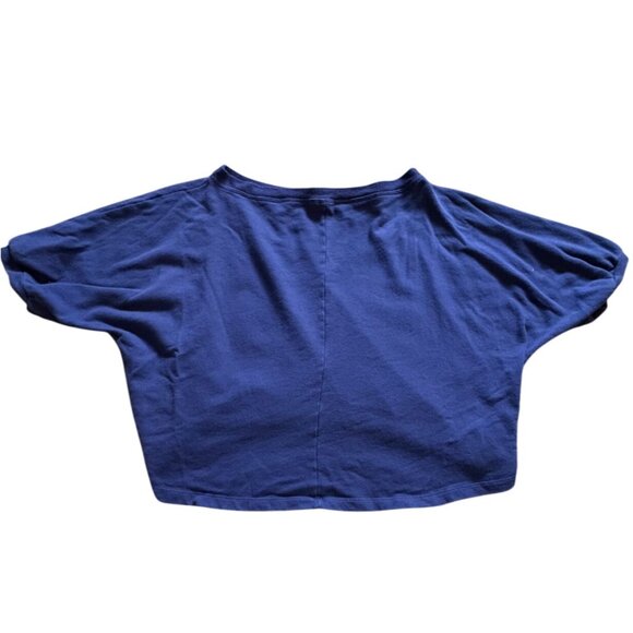 Ces Femme Short Sleeve Sweatshirt With Elastic Bottom-Blue-Large-GUC - Picture 6 of 6